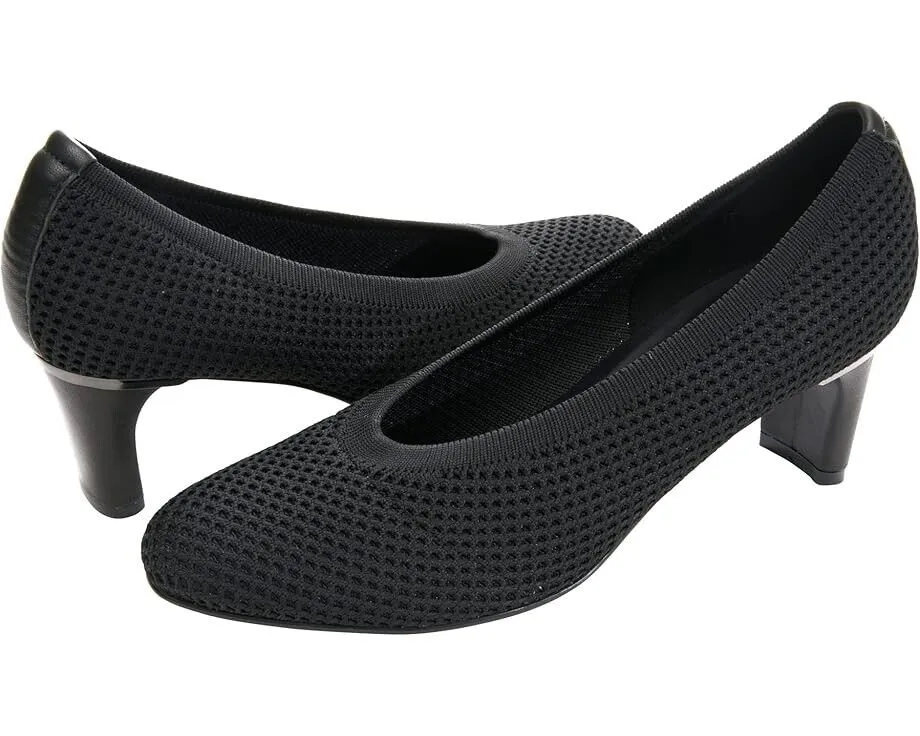 On The Go Minimal Heels Vaneli Darrie Pump Women's 10 Black Stretch Knit Block Heel Slip On Shoes FZP199