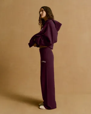 AbrasionResistantPanels Varsity Knit Straight Leg Sweatpants - Dark Cherry/Marshmallow White