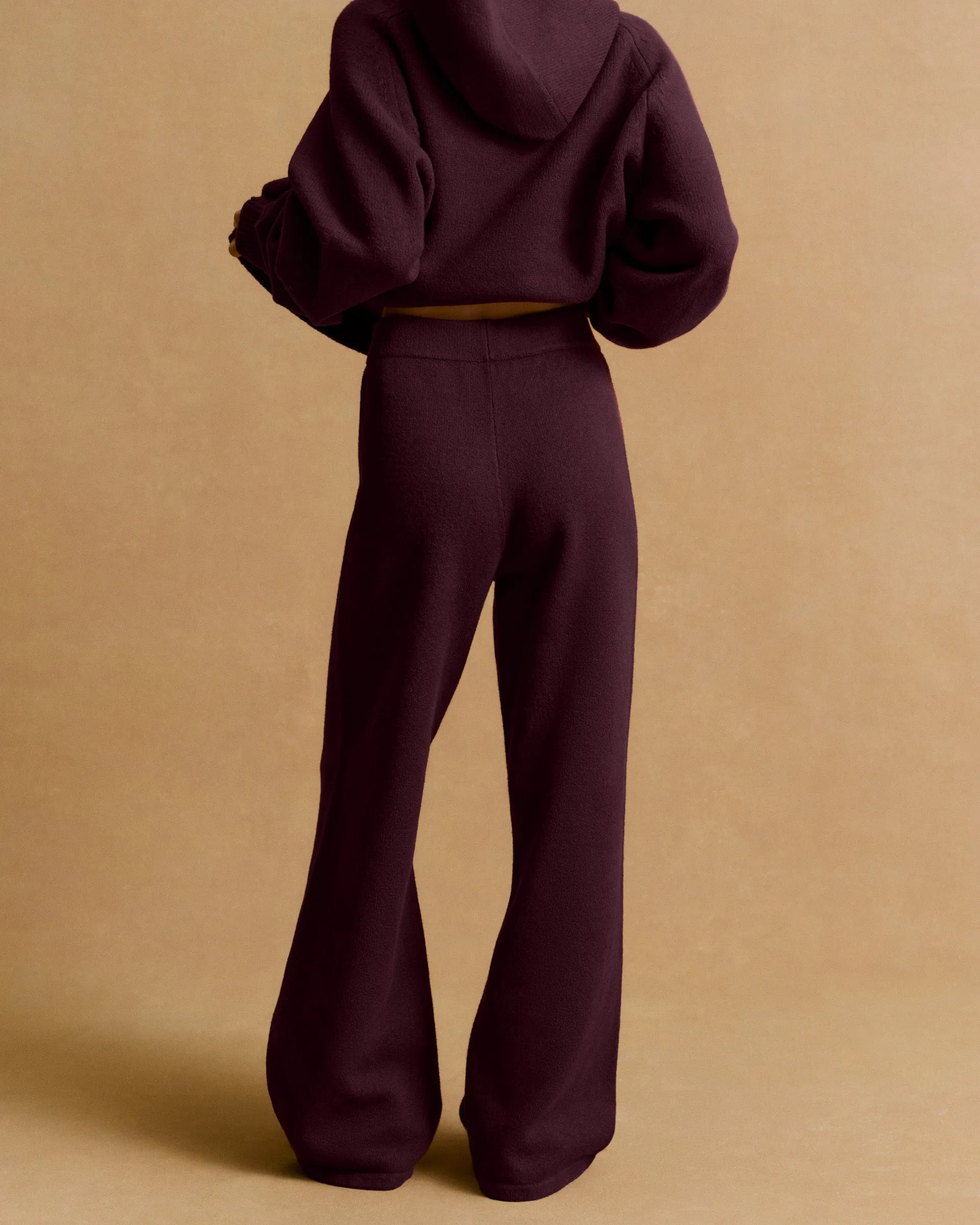 Easy Motion MoistureWickingLining Varsity Knit Straight Leg Sweatpants - Dark Cherry/Marshmallow White