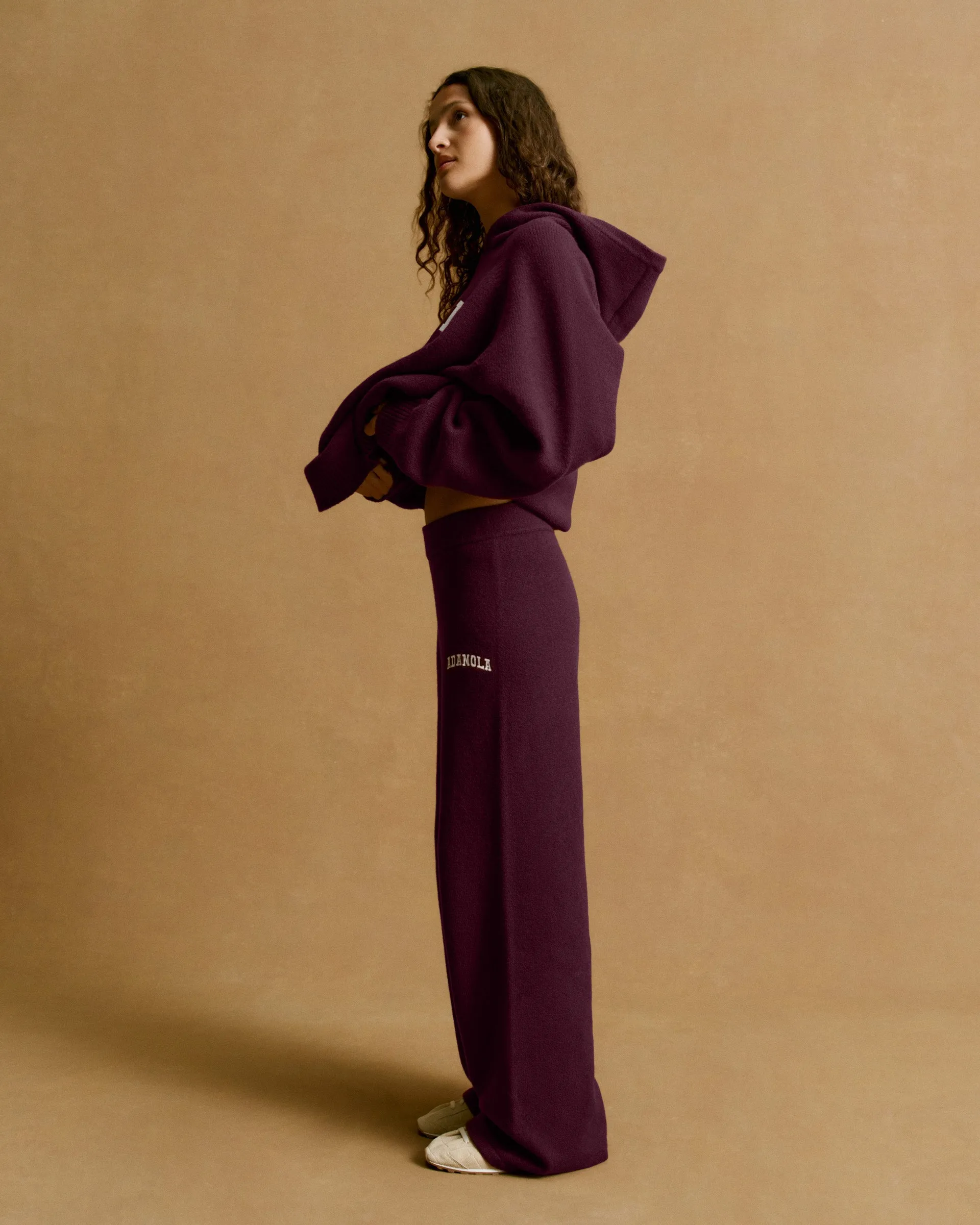 Varsity Knit Straight Leg Sweatpants - Dark Cherry/Marshmallow White No Irritation Seams