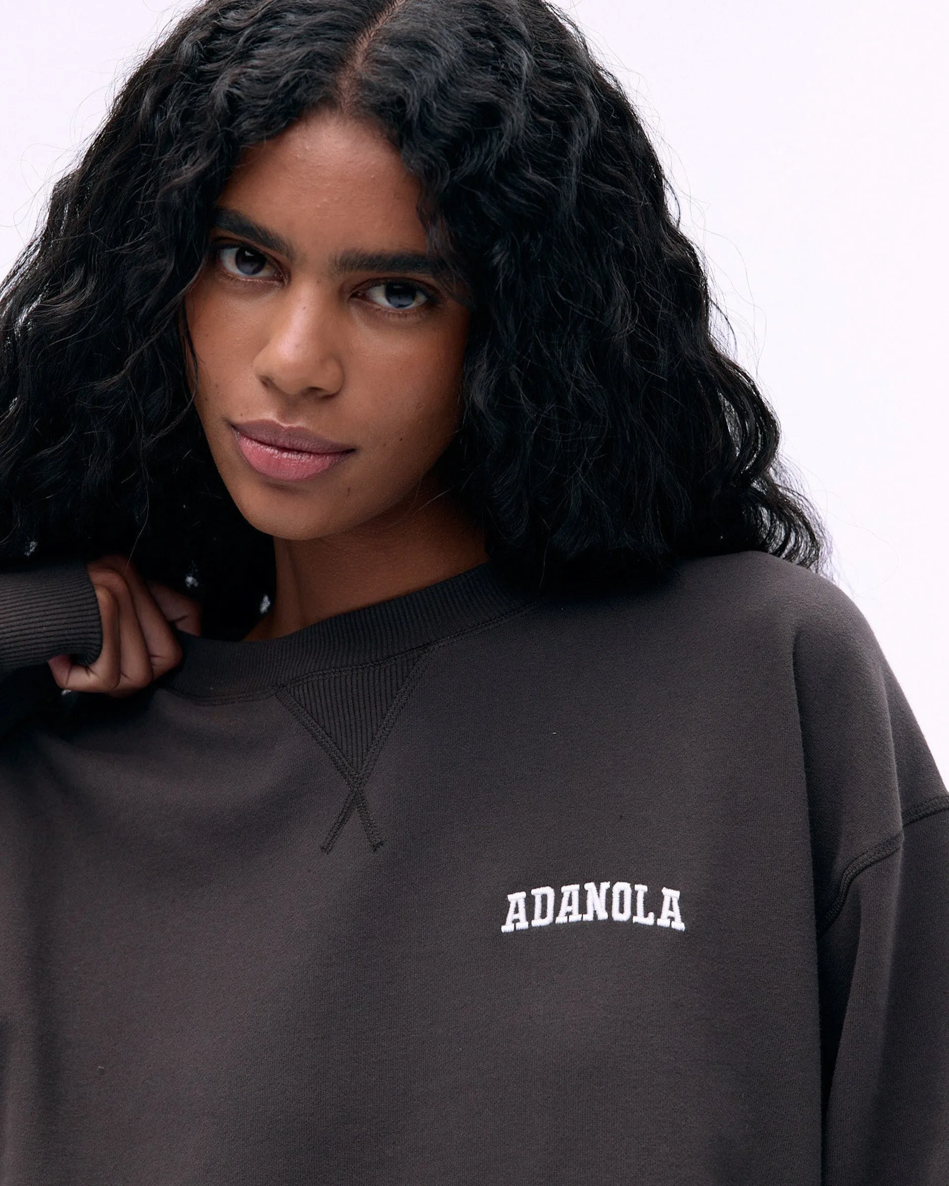 Snug Fit Varsity Loose Fit Sweatshirt - Coffee Bean/Marshmallow White