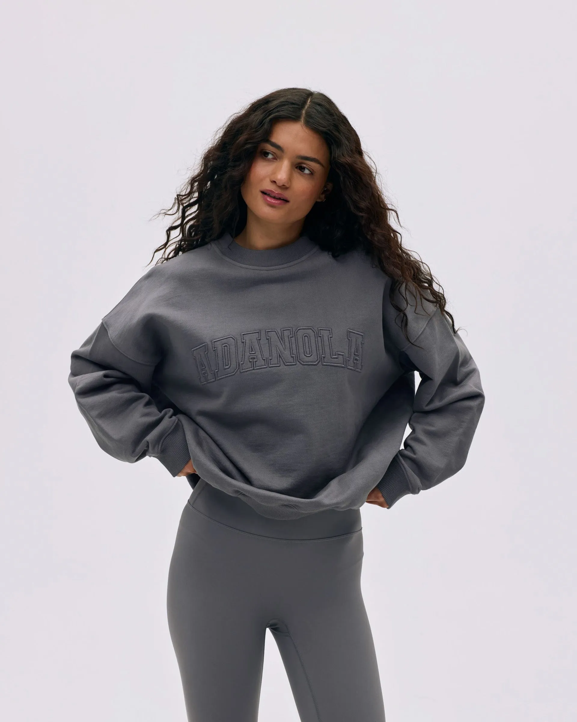 Varsity Oversized Sweatshirt - Dark Grey Fresh Chic shrink-resistant