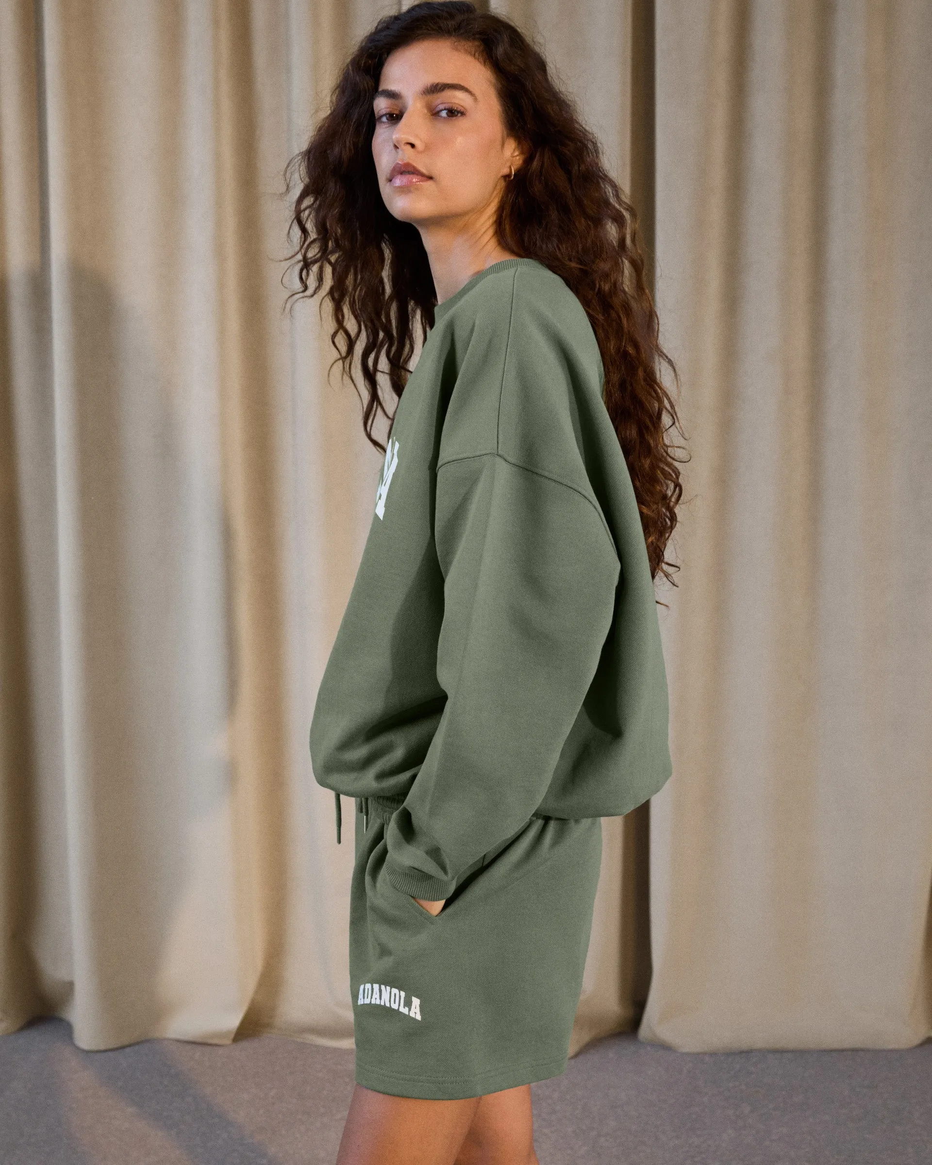 Varsity Oversized Sweatshirt - Eden Green/Marshmallow White Layered Wear