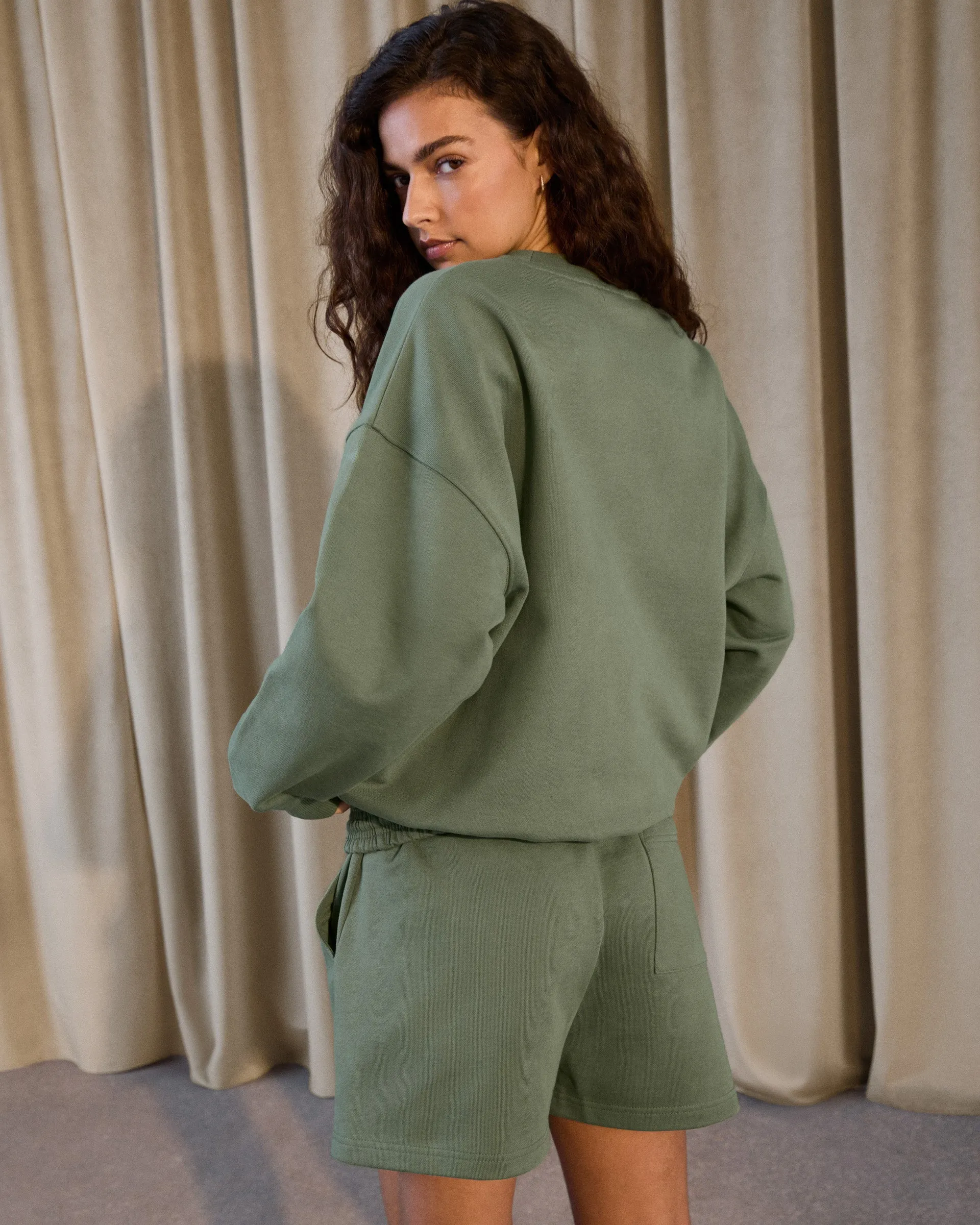 Varsity Oversized Sweatshirt - Eden Green/Marshmallow White Lounge Fit Weekend Layer