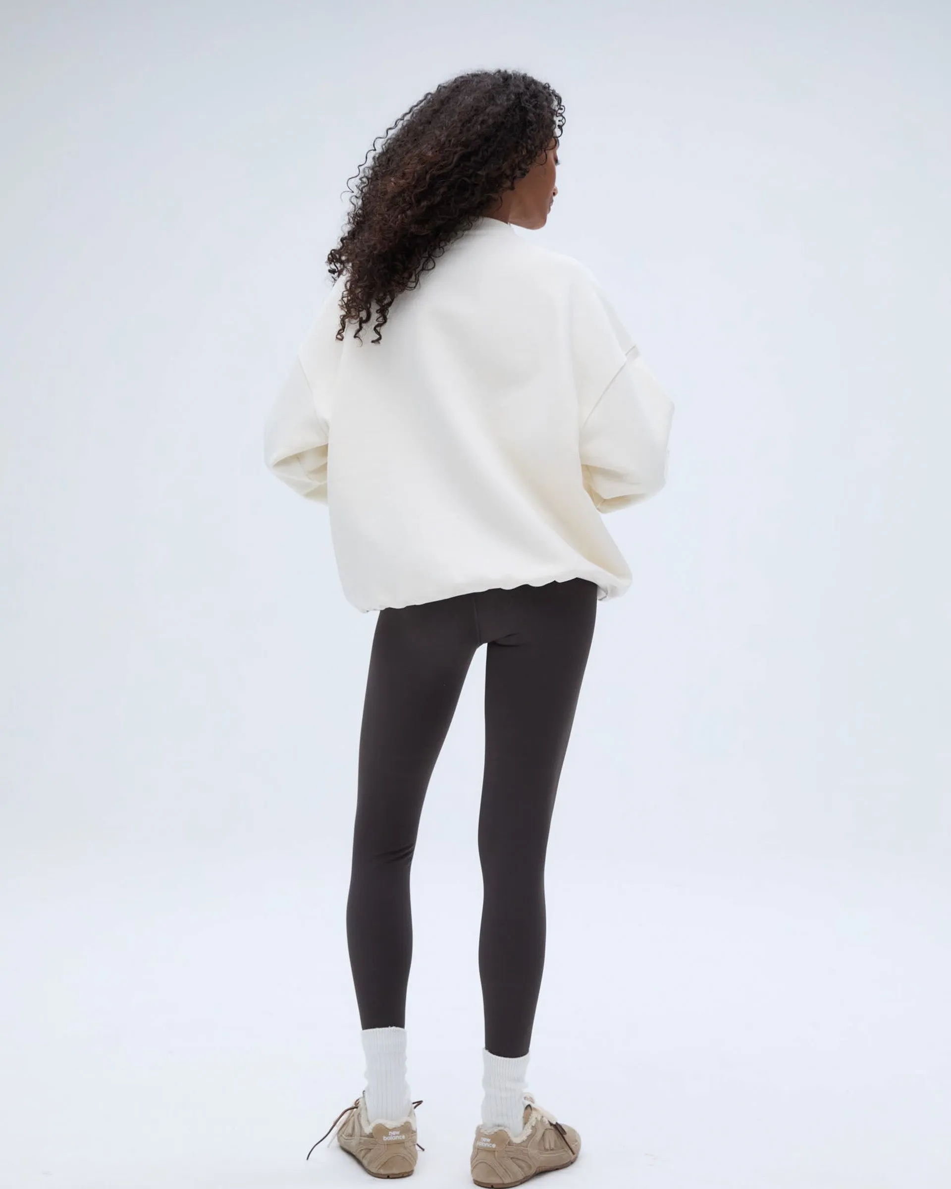 Cozy Fashion twill Varsity Oversized Sweatshirt - Marshmallow White/Coffee Bean