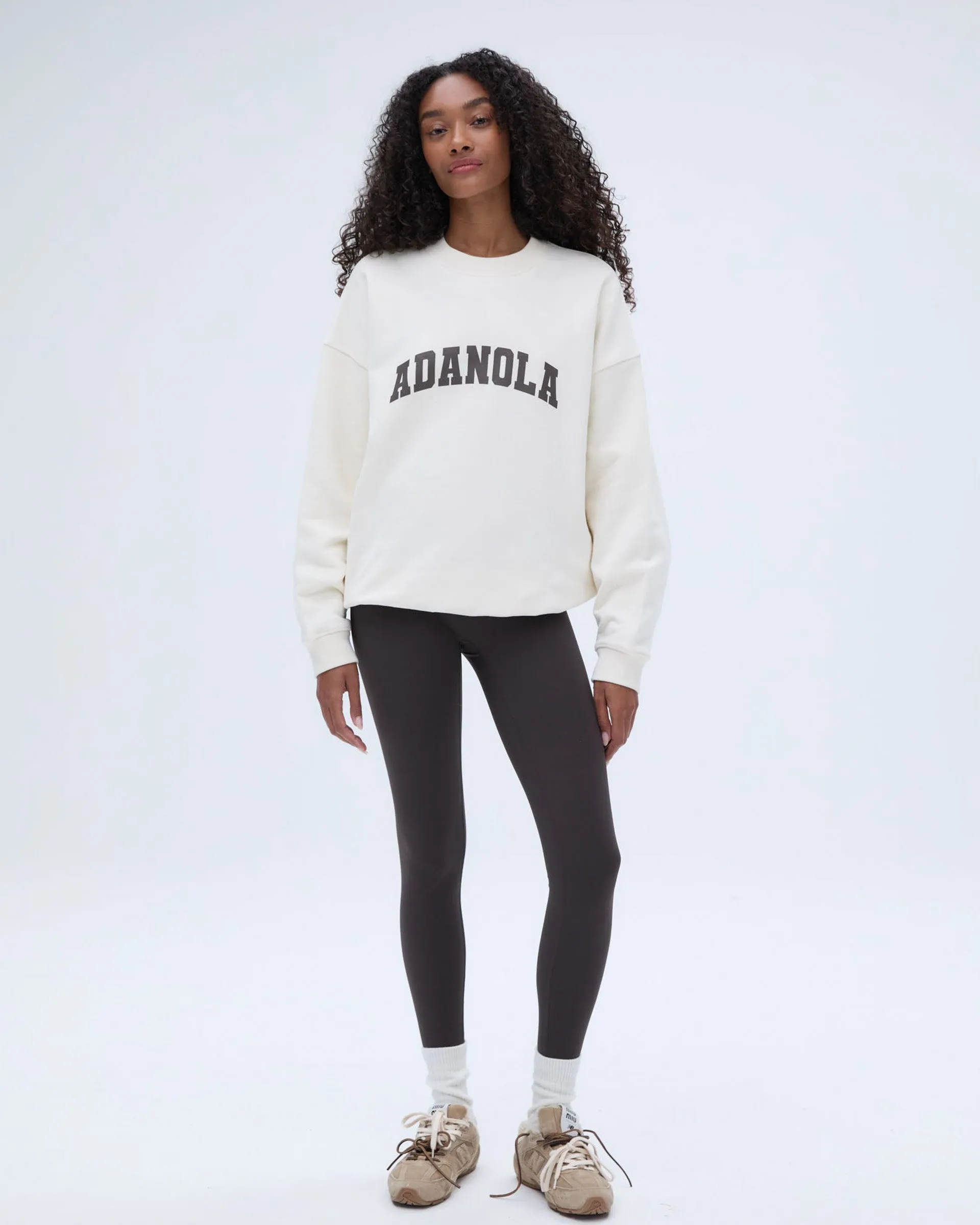 Street Casual Varsity Oversized Sweatshirt - Marshmallow White/Coffee Bean