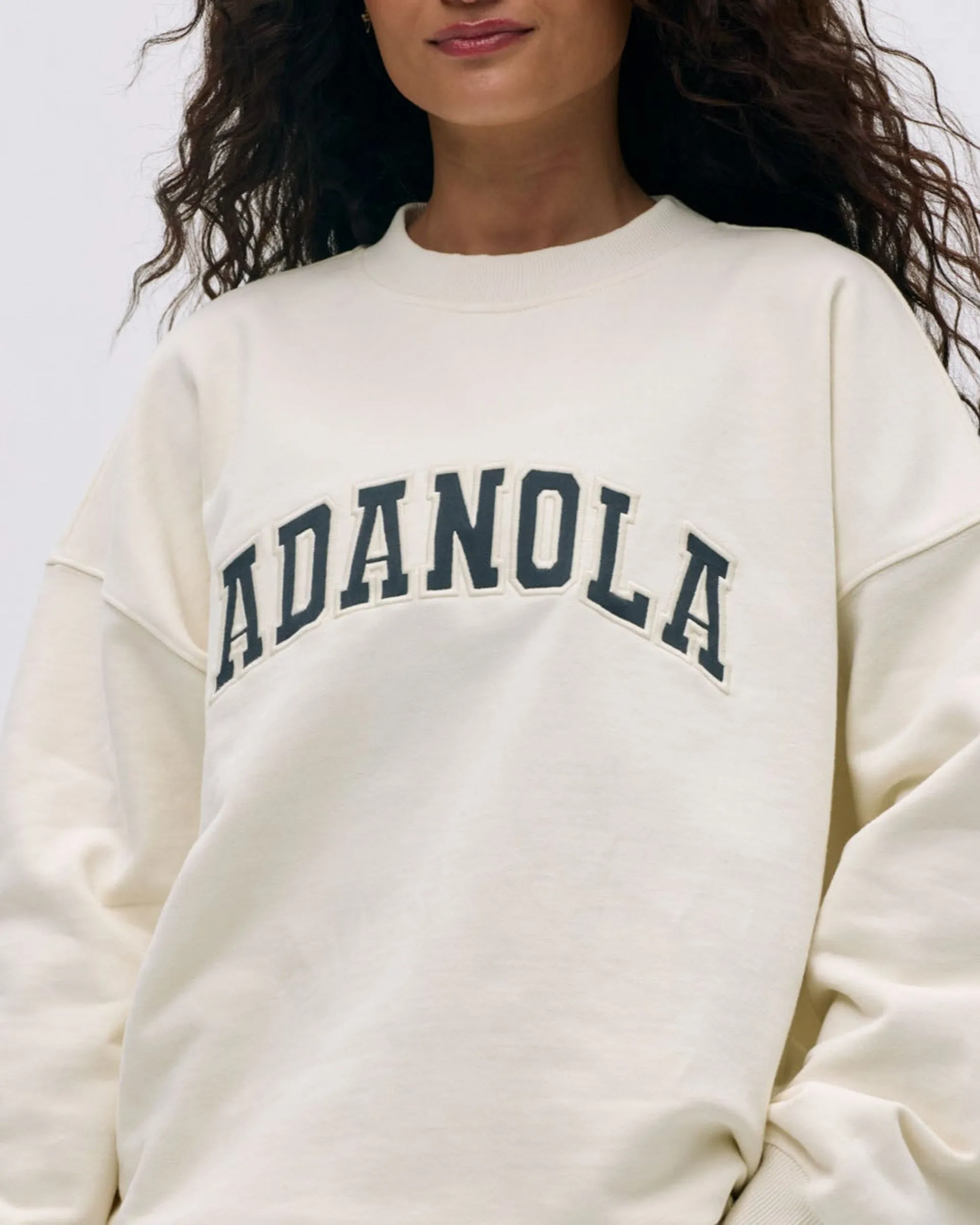 Varsity Oversized Sweatshirt - Marshmallow White/Midnight Blue product team spirit