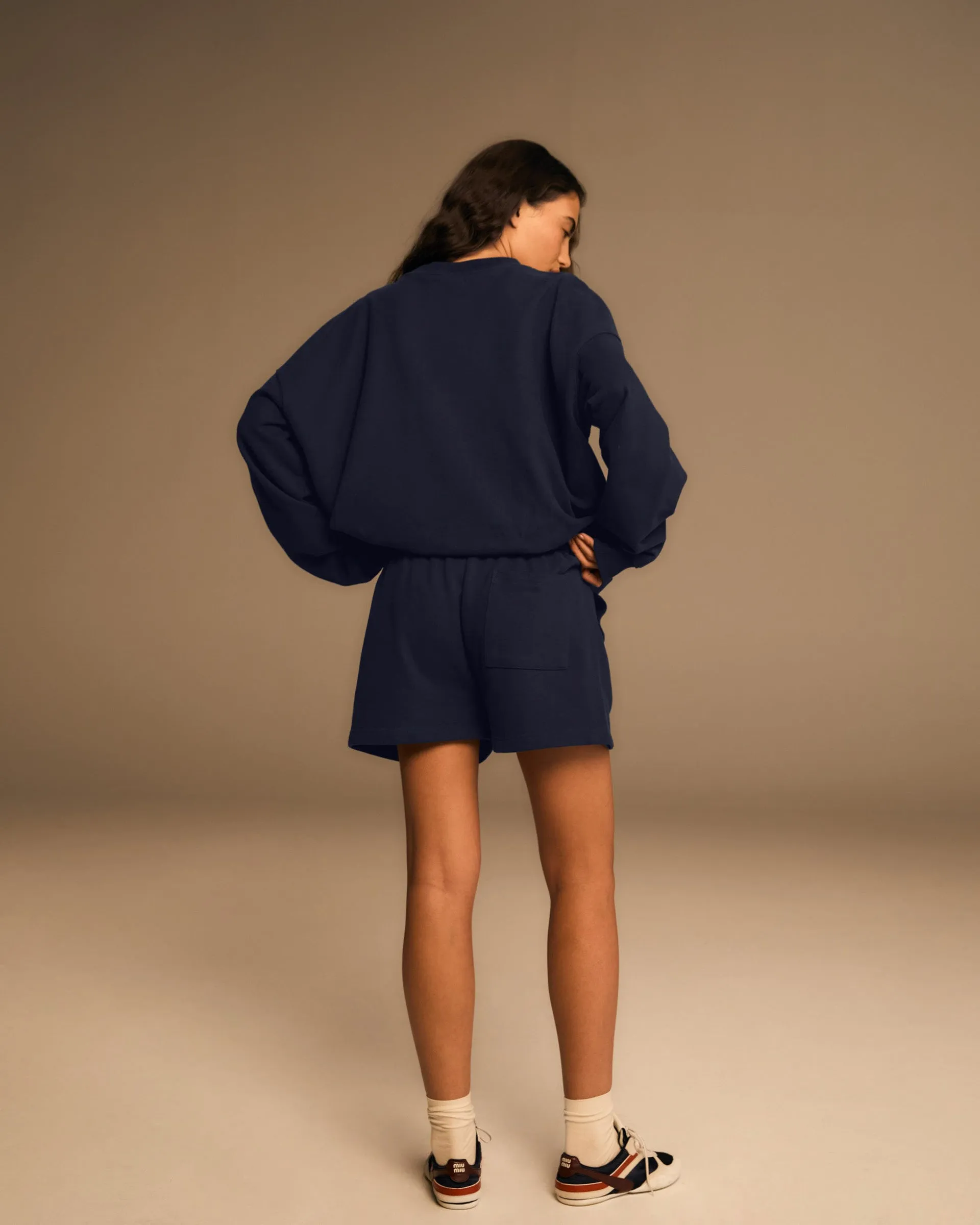 Unisex Varsity Oversized Sweatshirt - Navy Blue/Marshmallow White