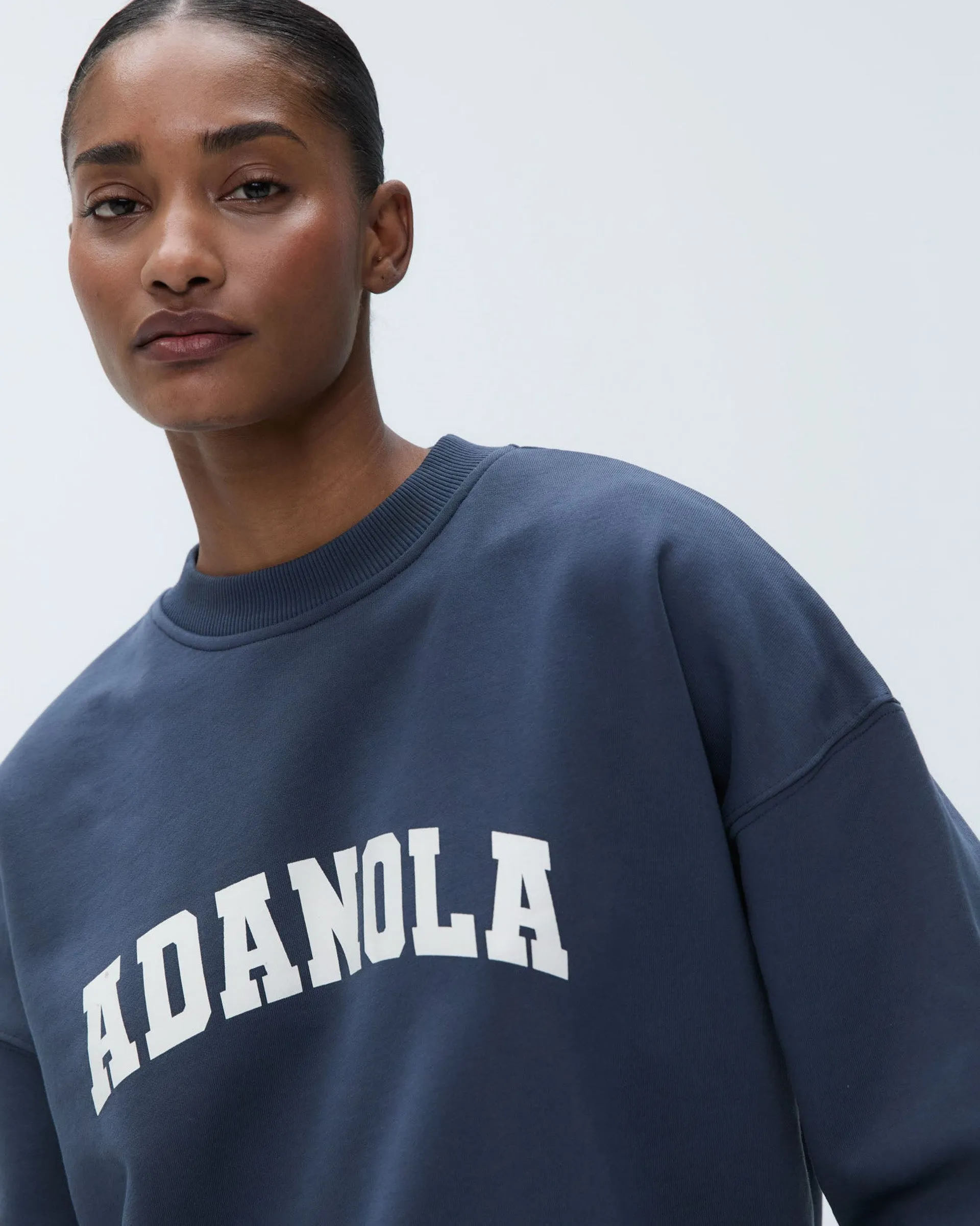 Polyester Varsity Oversized Sweatshirt - Washed Midnight Blue