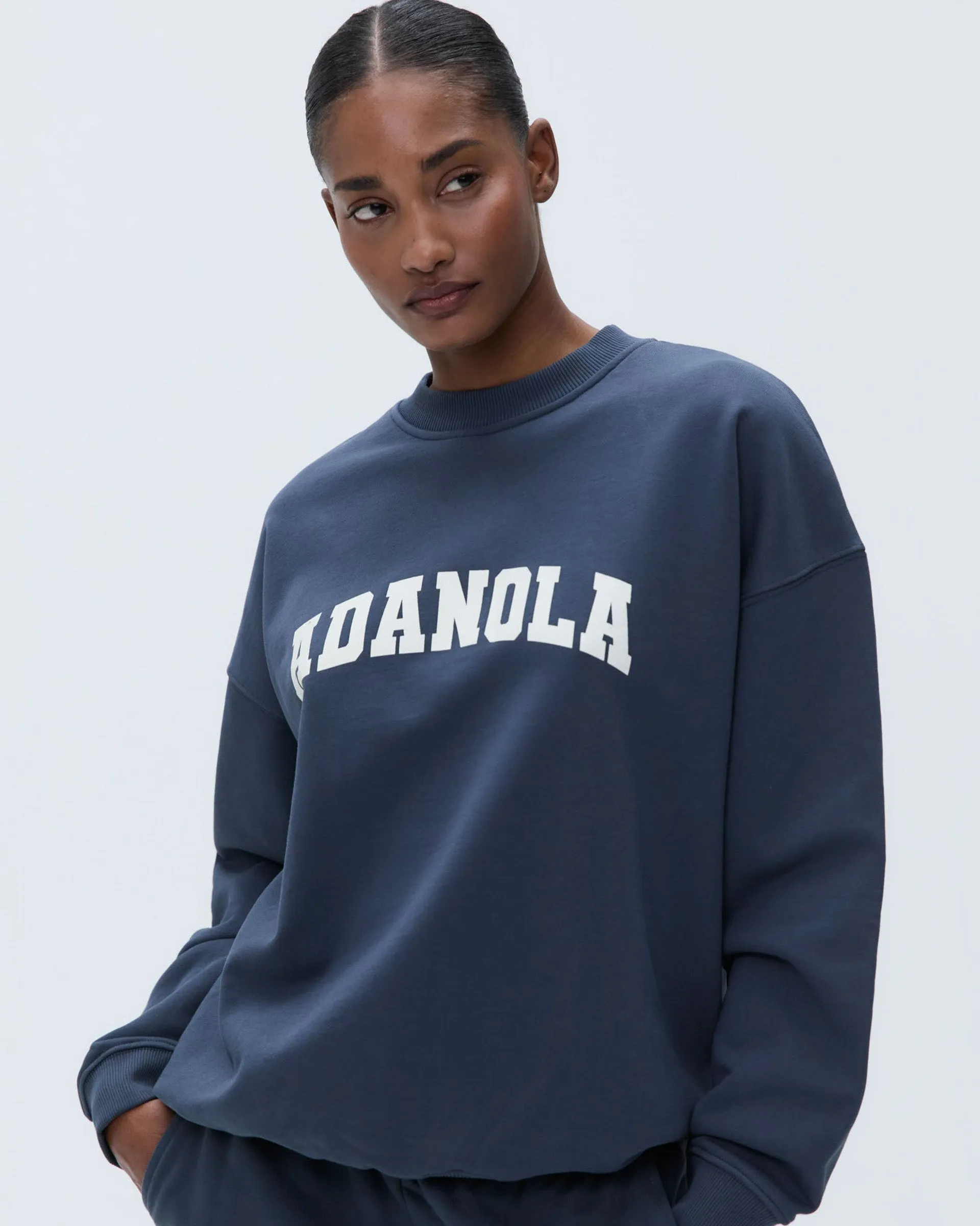Varsity Oversized Sweatshirt - Washed Midnight Blue Unique selling points product neutral versatility