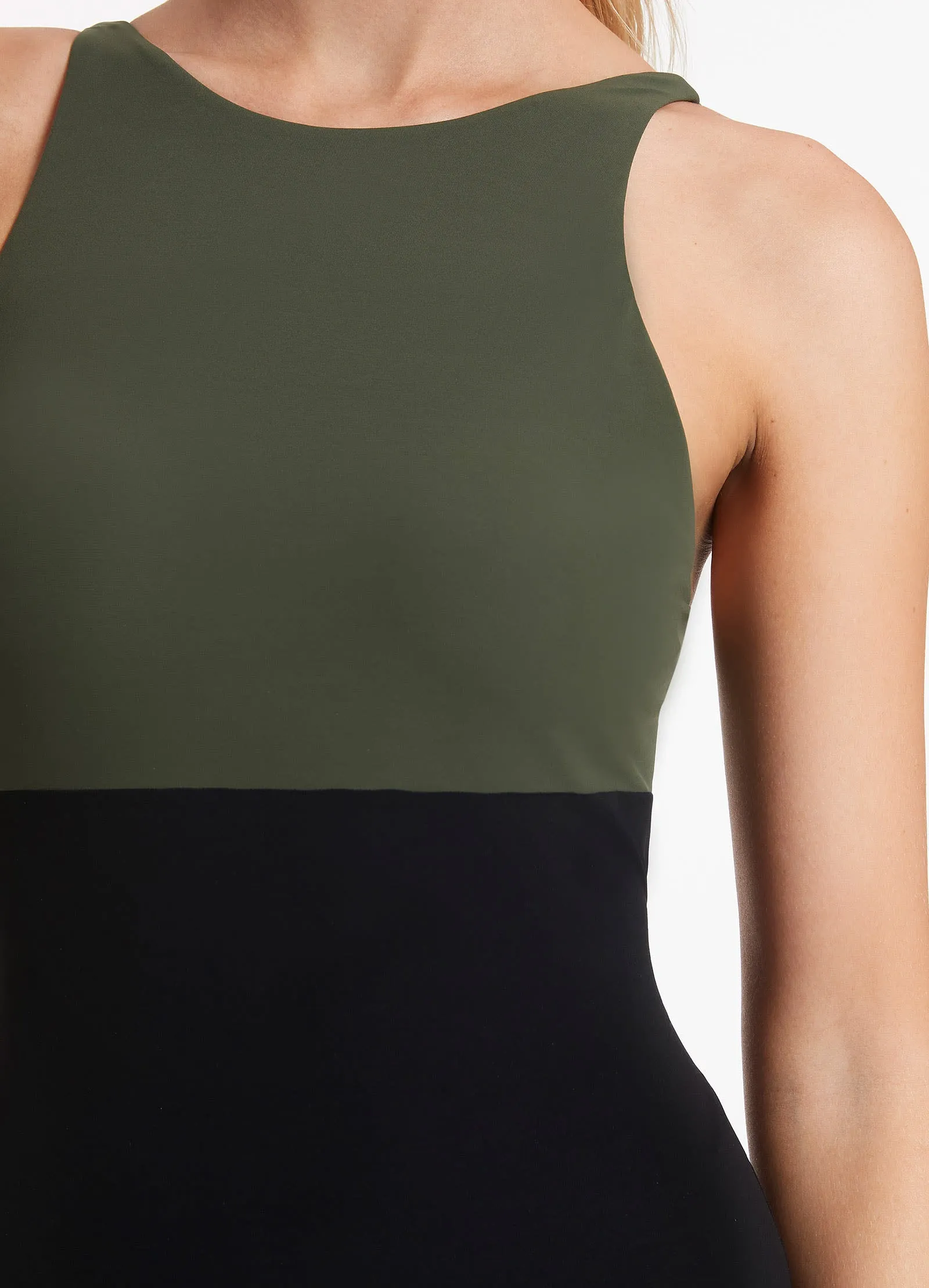 Versa High Neck One Piece - Olive hypoallergenic material