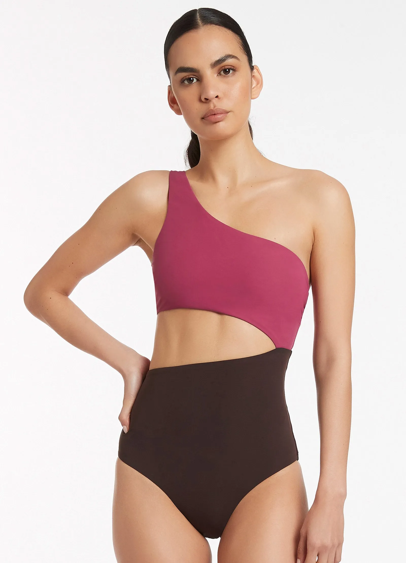 Water Resistant Versa One Shoulder One Piece - Orchid