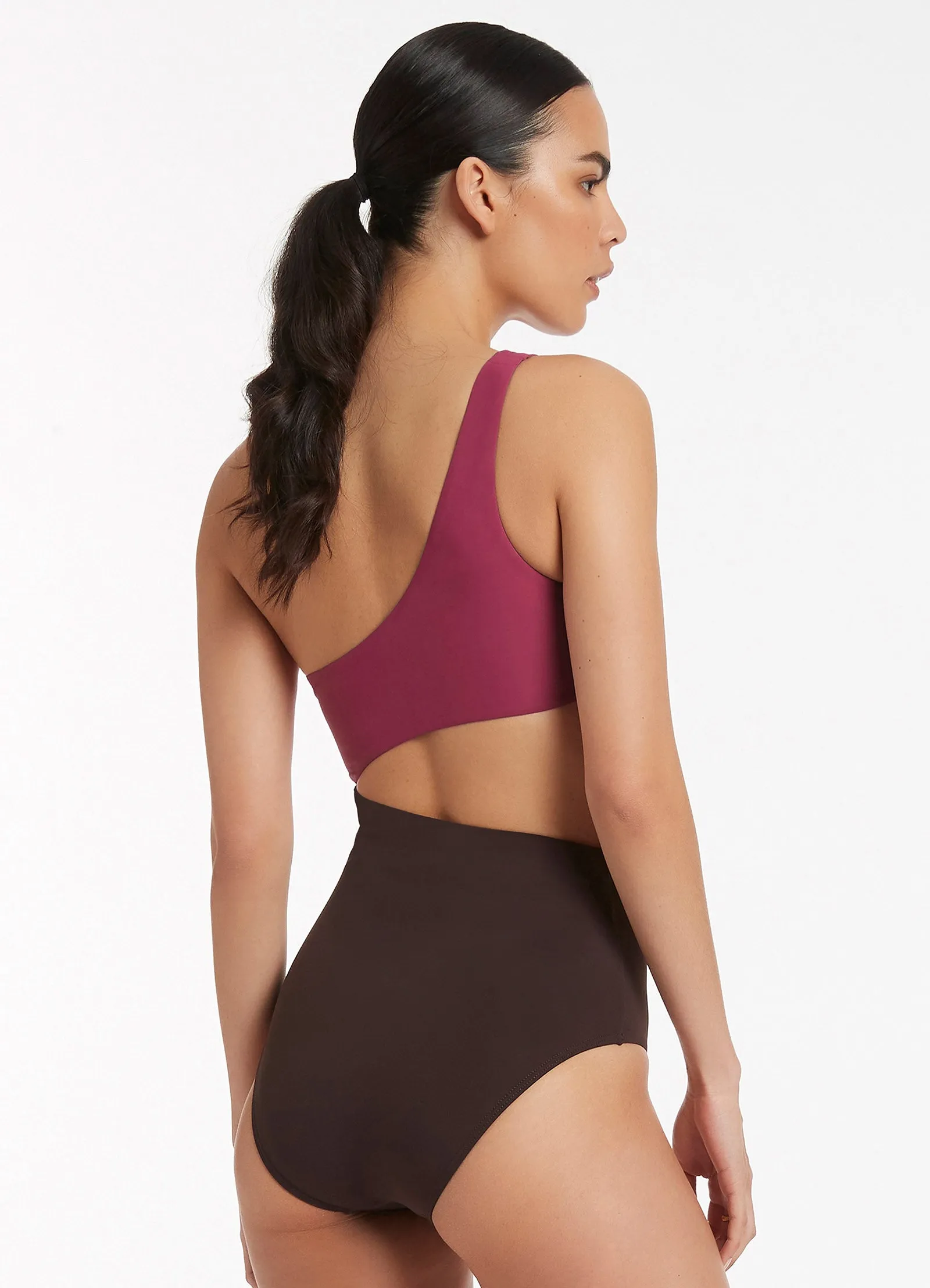 Versa One Shoulder One Piece - Orchid High Waist