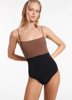 Versa Tank One Piece - Latte Fade Resistant Dyes Slim Silhouette