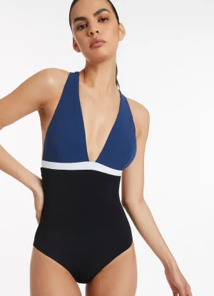 Versa Tie Back One Piece - Pacific Blue Eco friendly materials Low Drag Surface Texture