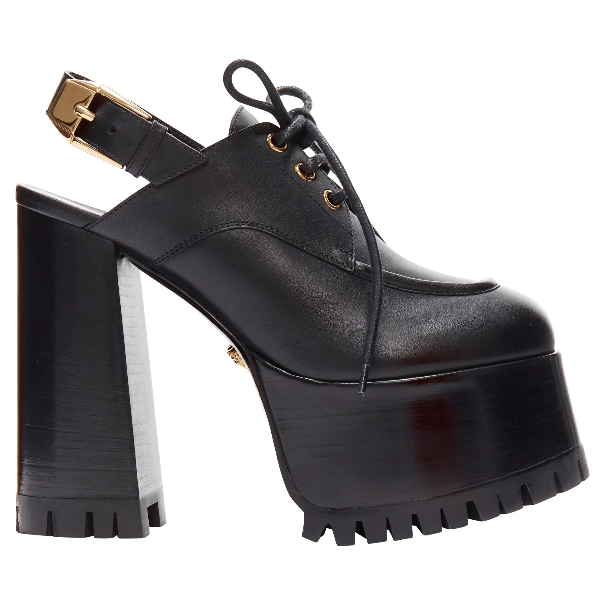 Versace buckle sling back platform loafer Formal Event Heels