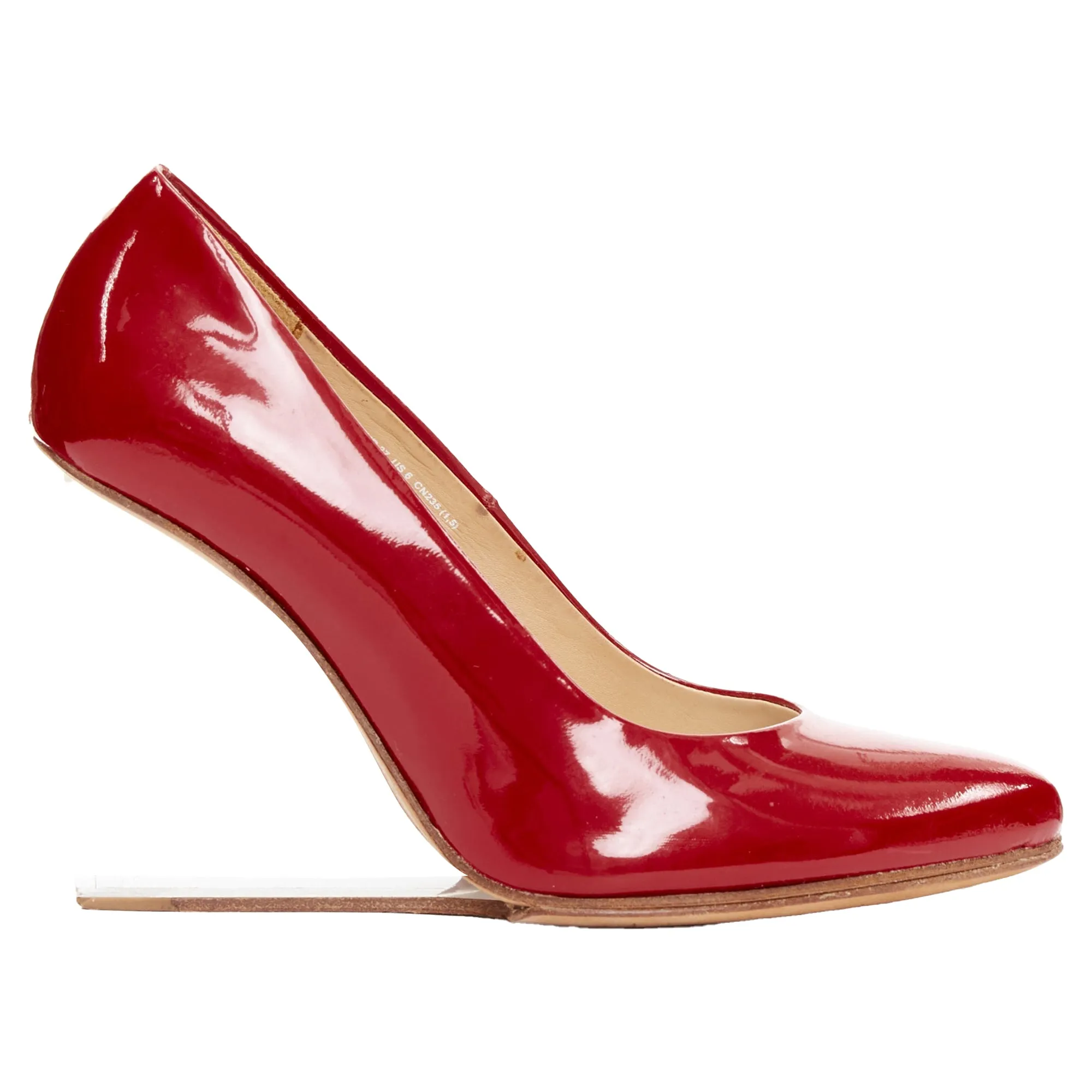 Sleek Pumps Dress Footwear Maison Margiela H&M Invisible Red patent leather perspex clear heel pumps