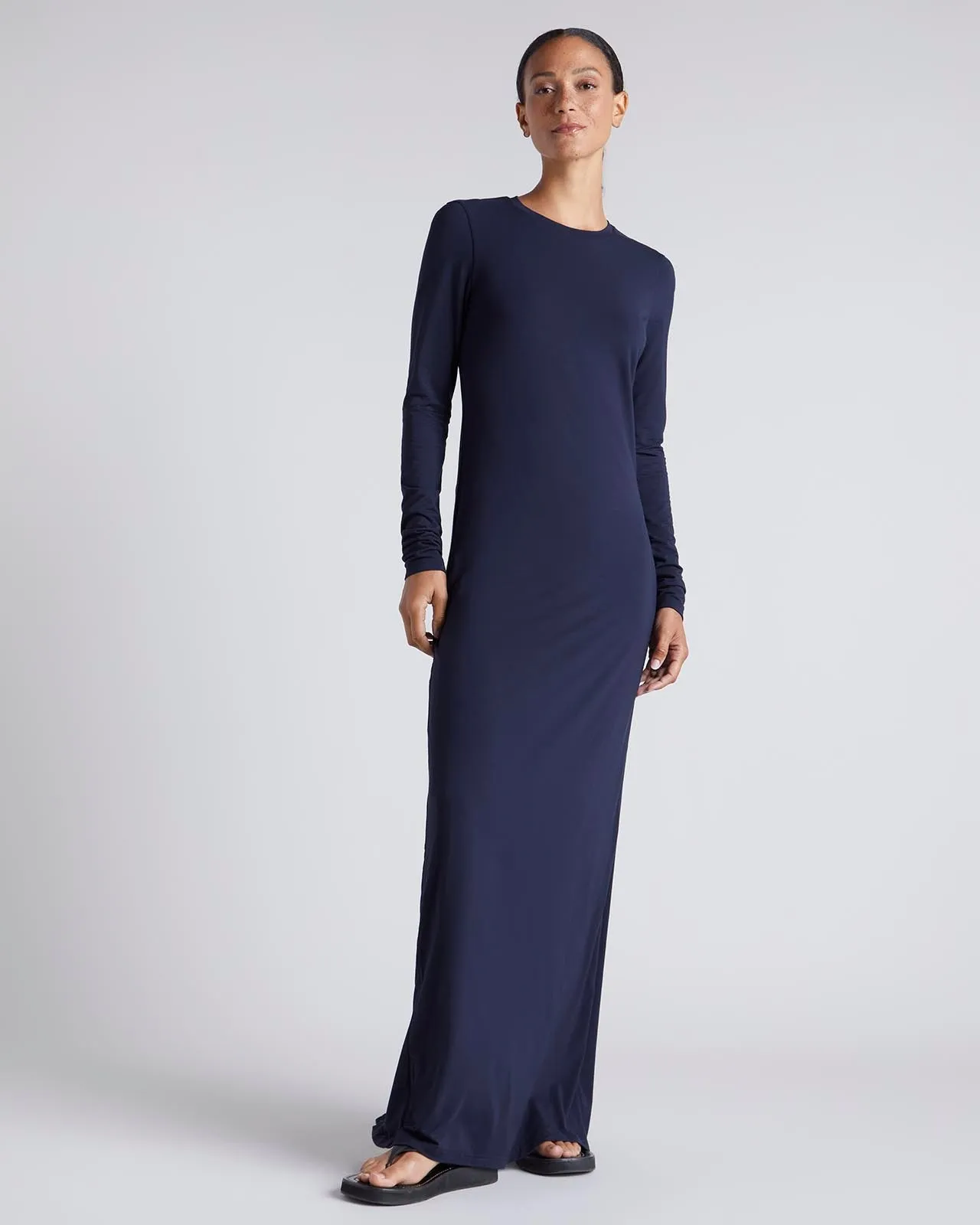 Kate Young x Splendid Silk-Modal Long Sleeve Dress Gentle Shine