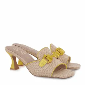 Open Toe Sandals Lucia Raffia Beige Sandal In Yellow