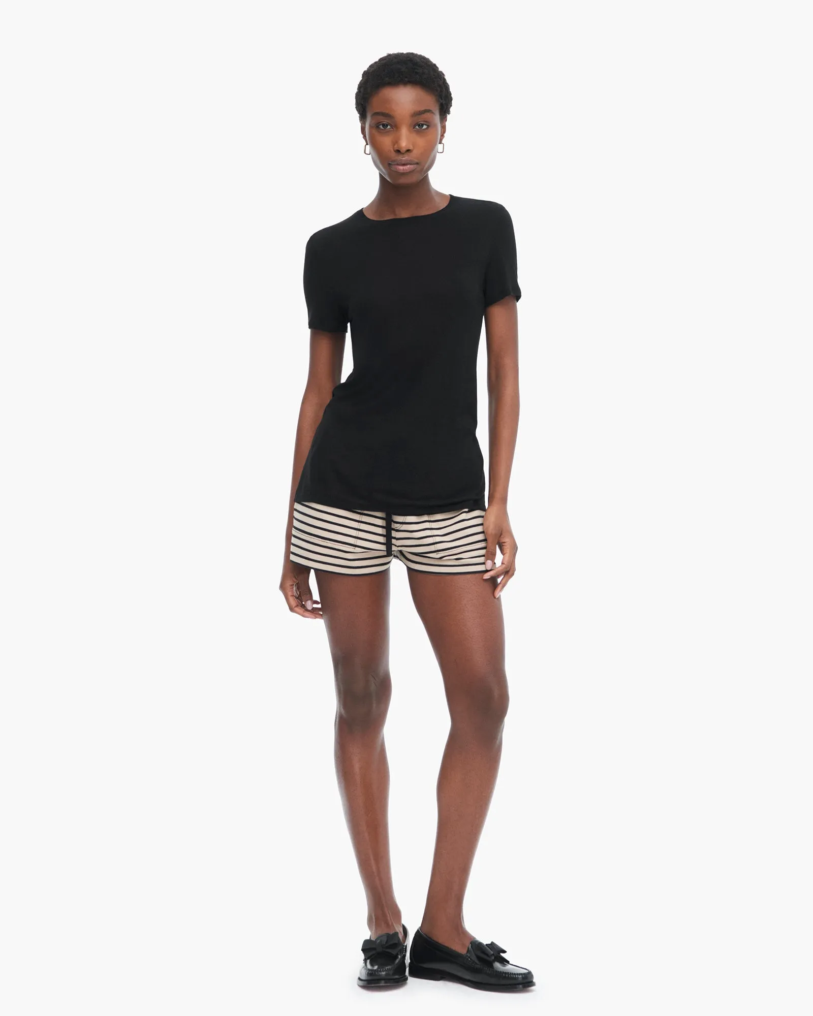 Multi Panel Design Comfort Design Fit Modal Jersey Short Sleeve Crew Neck Tee - Black