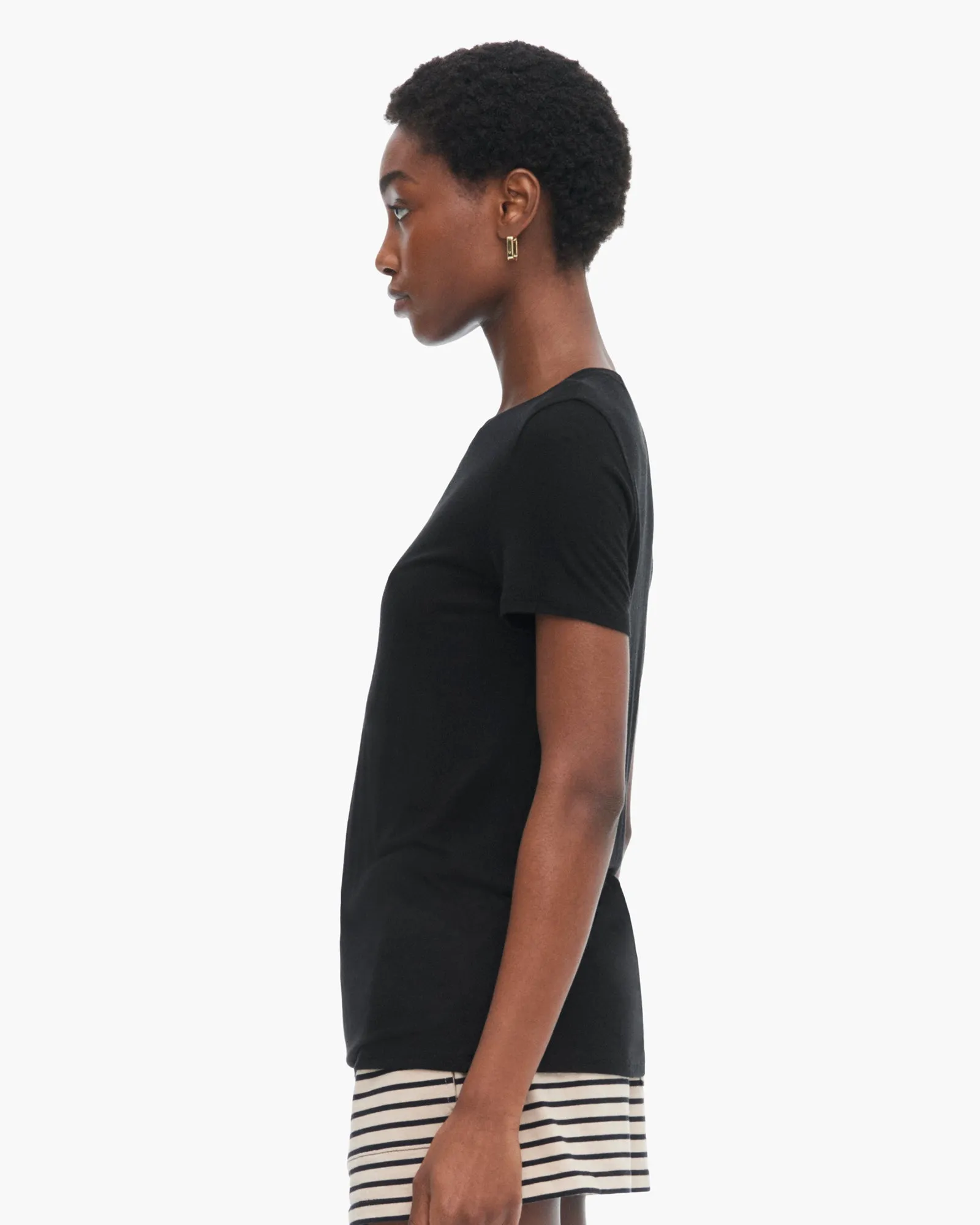 Modal Jersey Short Sleeve Crew Neck Tee - Black Seasonal Comfort Style Stylish and Relaxed