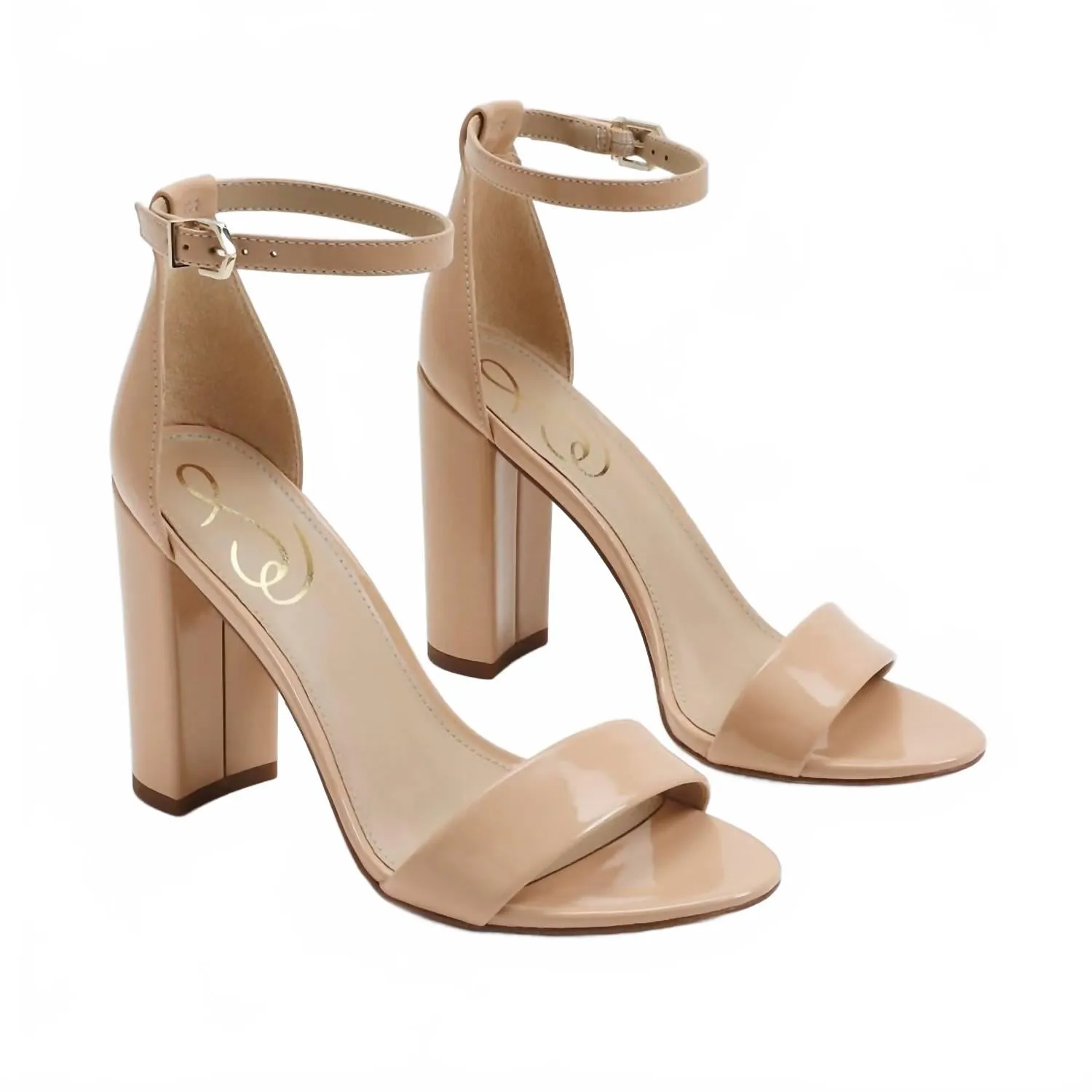 Vintage Pumps Women's Yaro Block Heel In Beige Blush Patent