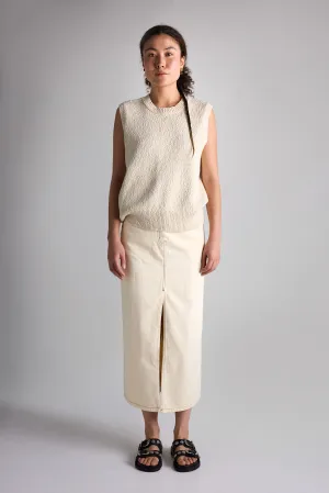 Vivendi Denim Skirt Ecru Slim Fit Band