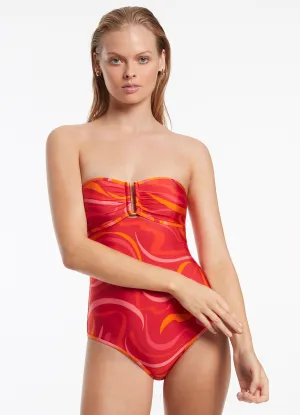 Vortici Bandeau One Piece - Cherry Quick Adjust Drawcord
