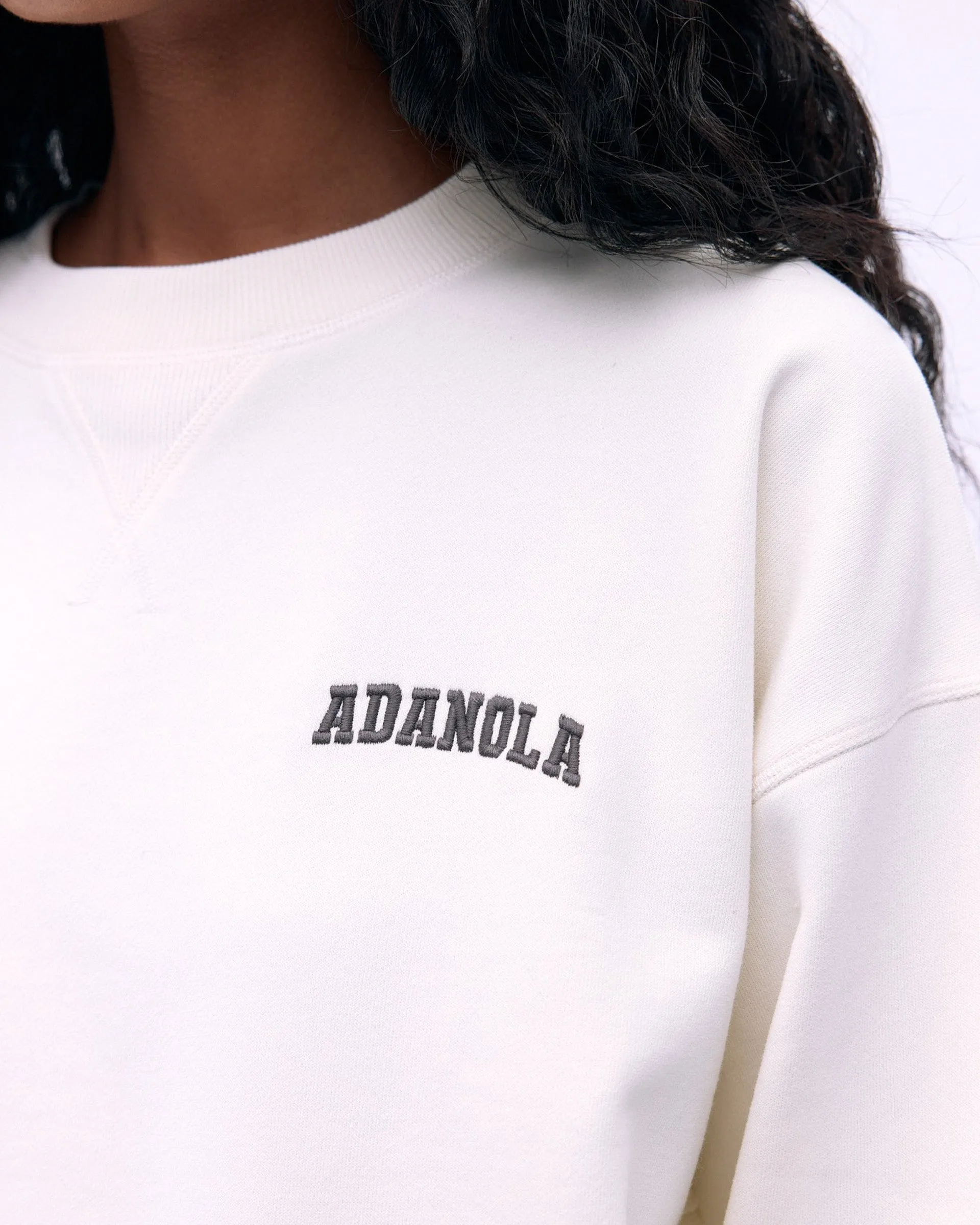 Varsity Loose Fit Sweatshirt - Marshmallow White/Coffee Bean Chic Hoodie