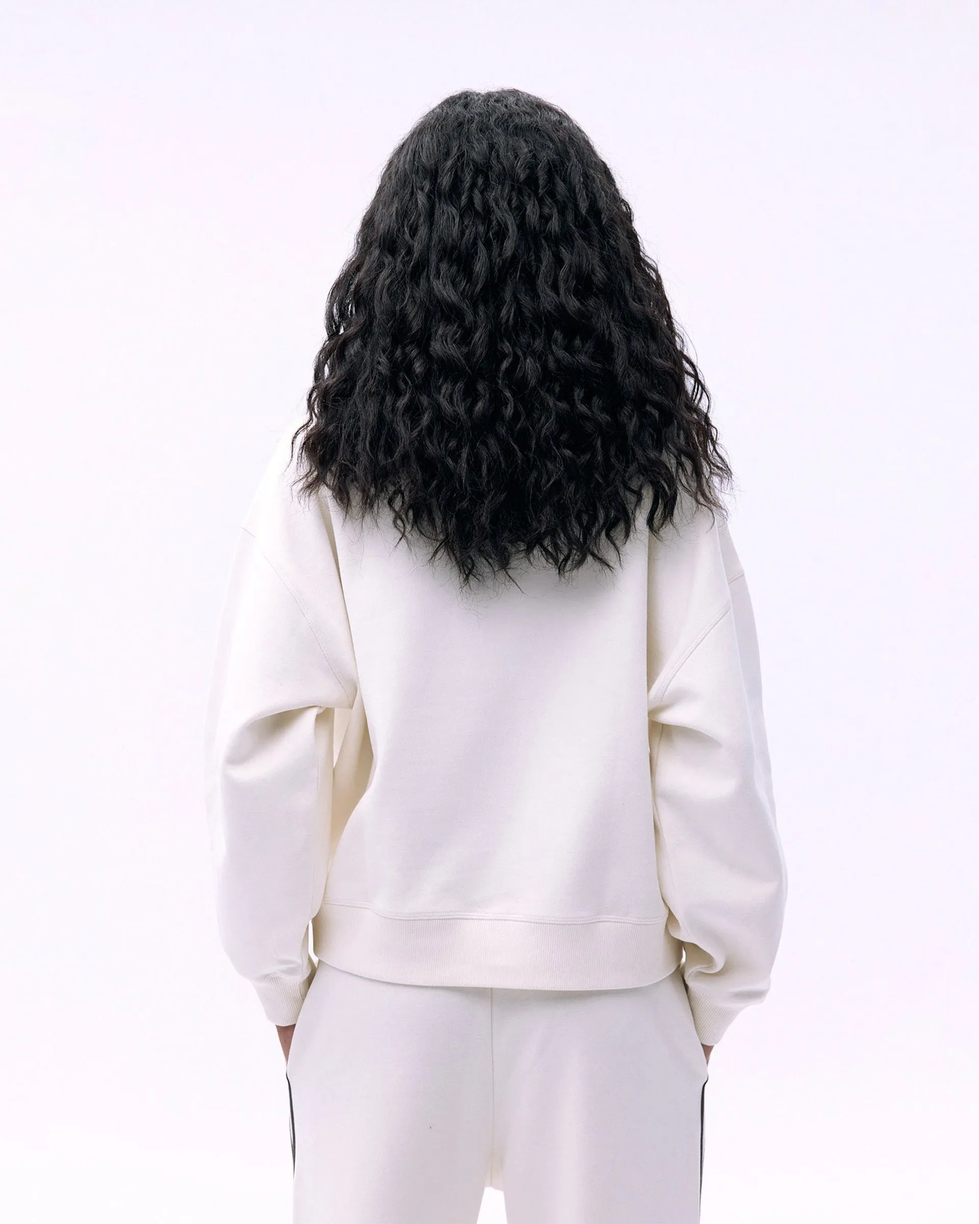 Varsity Loose Fit Sweatshirt - Marshmallow White/Coffee Bean Urban Cool Warm Top