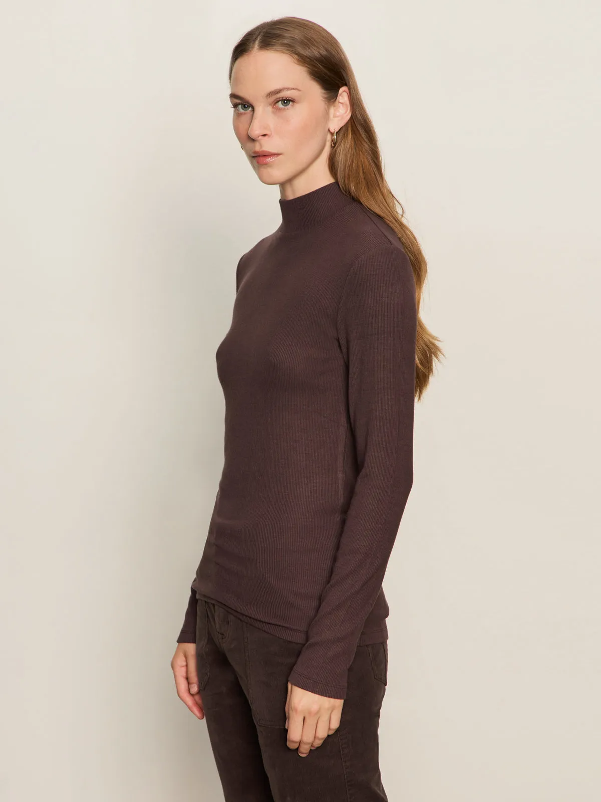 Long Sleeve Mock Essential Top Semi Sweet Casual Essential Streetwear attitude