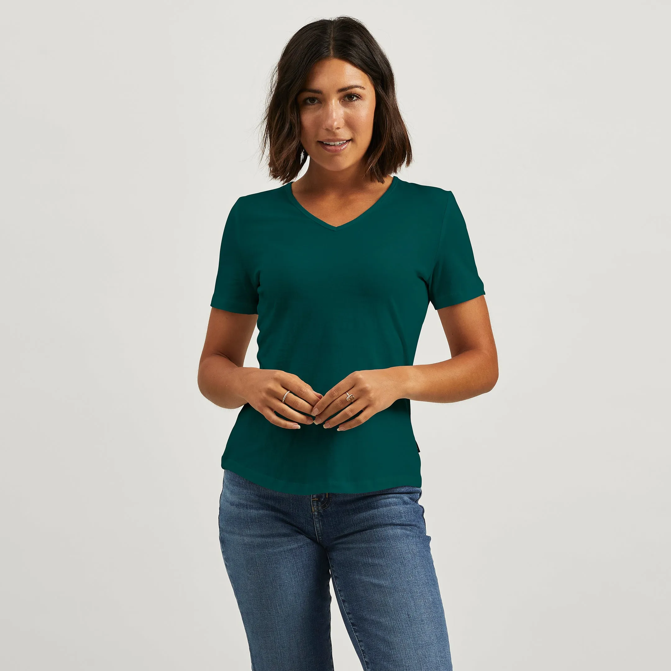 Relax Style Trend Basic Layering Cotton V-Neck Tee