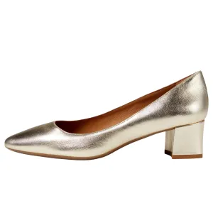 Comfy Bridal Heels Aquatalia Pasha Metallic Leather Pump Platino  L2159-PLT Women's