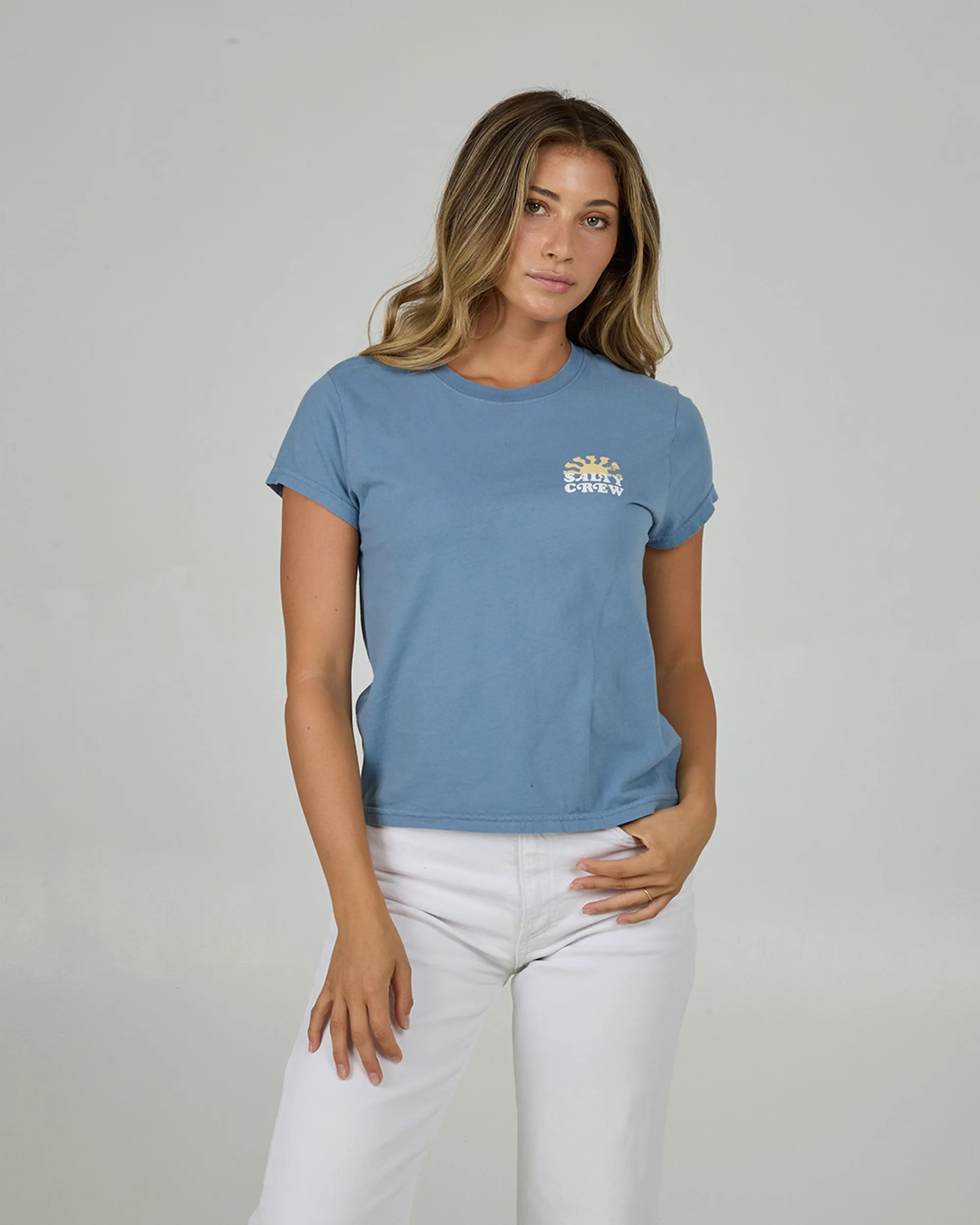 West Bound Modern Tee - Dusty Blue Soft Breathable Breathable Material
