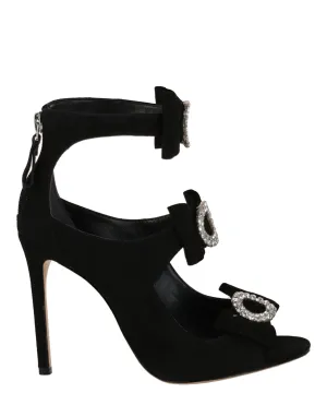Crystal-Embellished Carly Heeled Sandals Edgy Profile Lightweight Feel