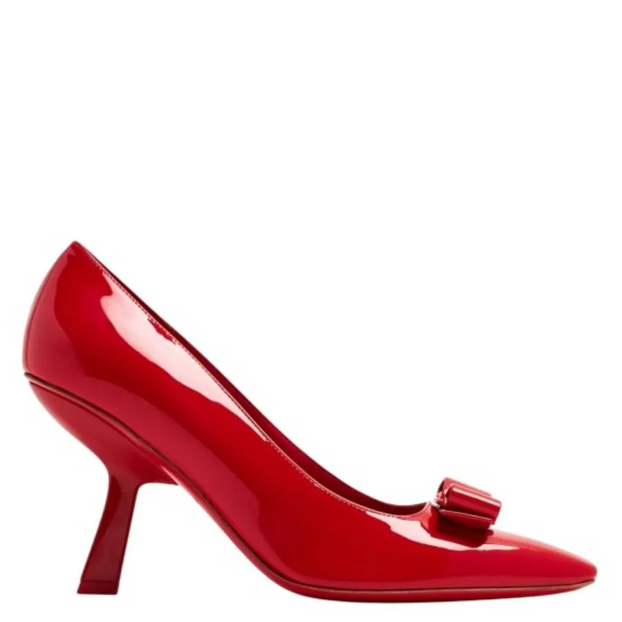 Causal Booties Arch Cushioning Ferragamo Patent Leather Vara Bow Pumps