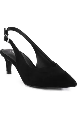 Women's Candlelight Slingback Pump In Black Suede Nude Heels