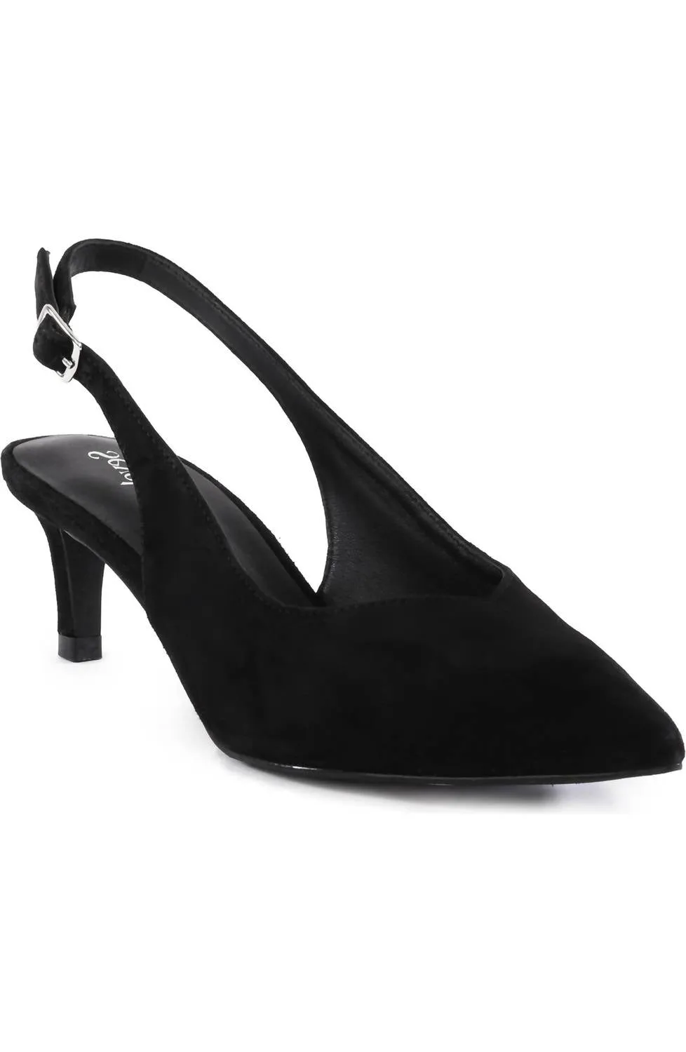 Women's Candlelight Slingback Pump In Black Suede Nude Heels