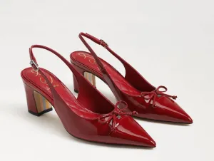 Narrow Fit Willette Slingback Block Heel In Deep Scarlet Red Patent