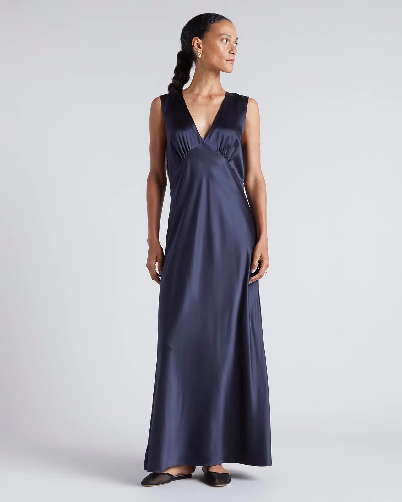 Smooth Shape Kate Young x Splendid Silk Maxi Dress