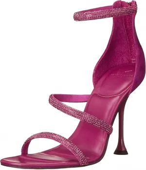 Luxury Office Shoes Women Carita Ankle Heeled Sandals In Fuchsia