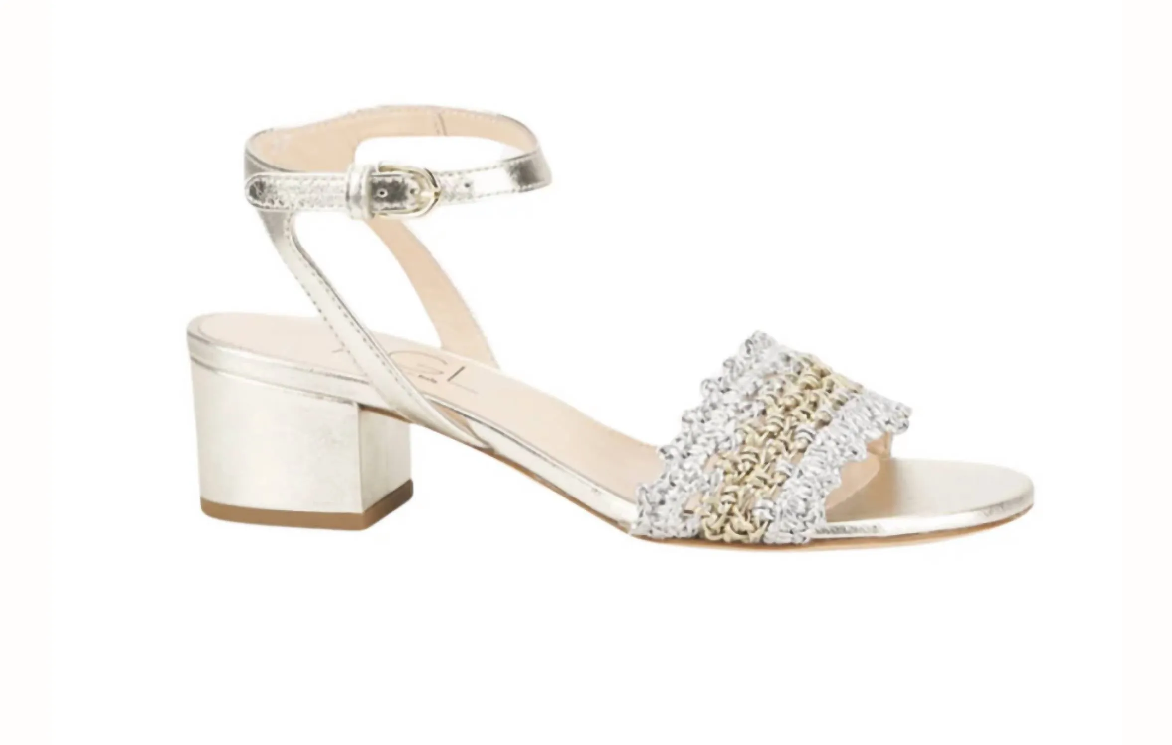 Luxury Detail Timeless Design Women Lala Straw Sandal In Multi Silver