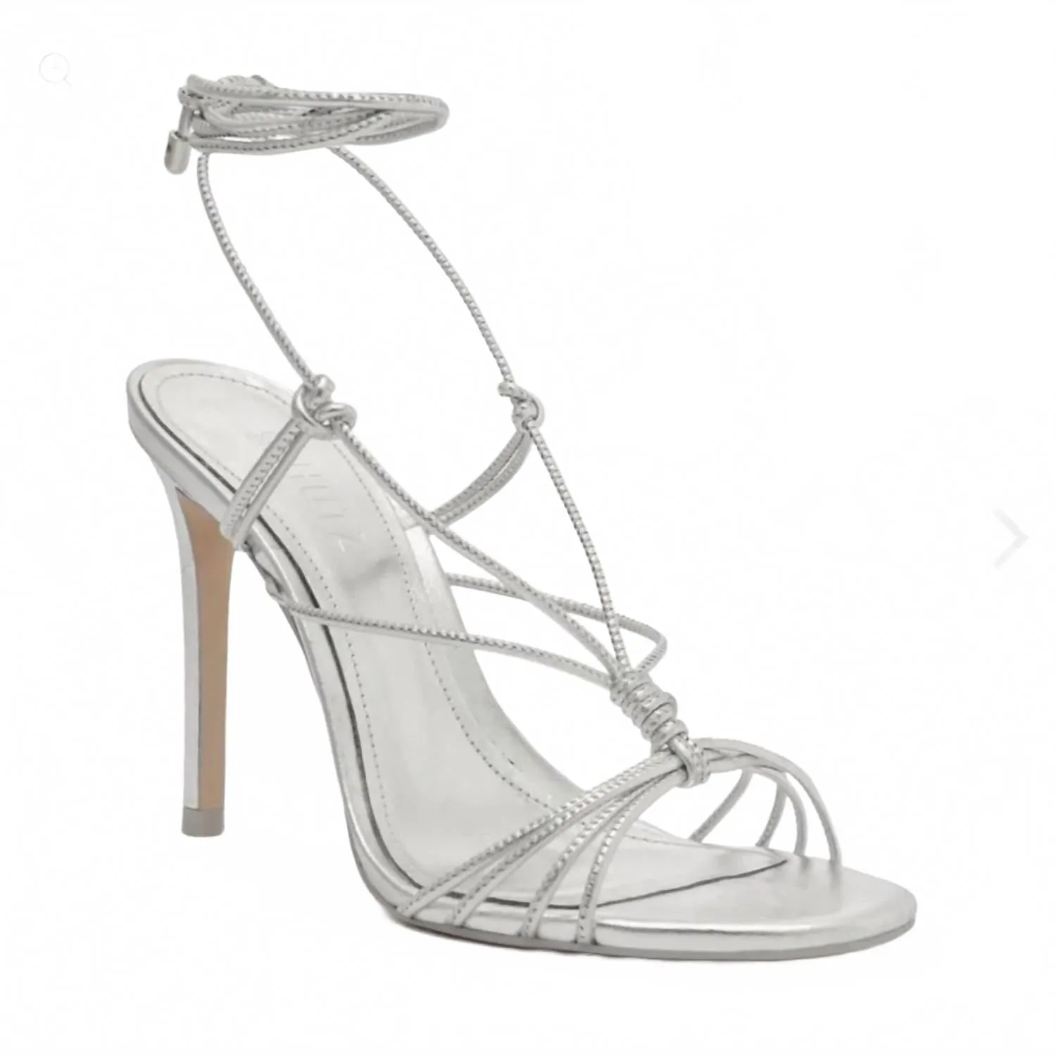 Bold Stilettos Women's Azealia Metallic Leather Wrap Sandal In Silver