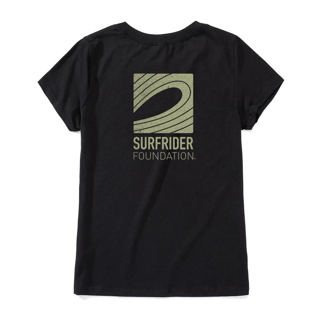 Stretch Material Womens Black Logo Tee