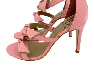 Women's Bow Strappy Stiletto Heels In Pink Open Toe Pumps Trendy Platform Heels