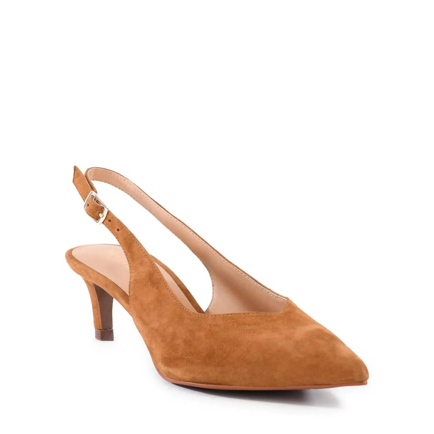 Satin Wedding Shoes Women's Candlelight Slingback Pump In Tan Suede