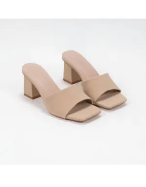 Women's Cheryl Heel In Nubuck Nude Strappy Design Work Footwear