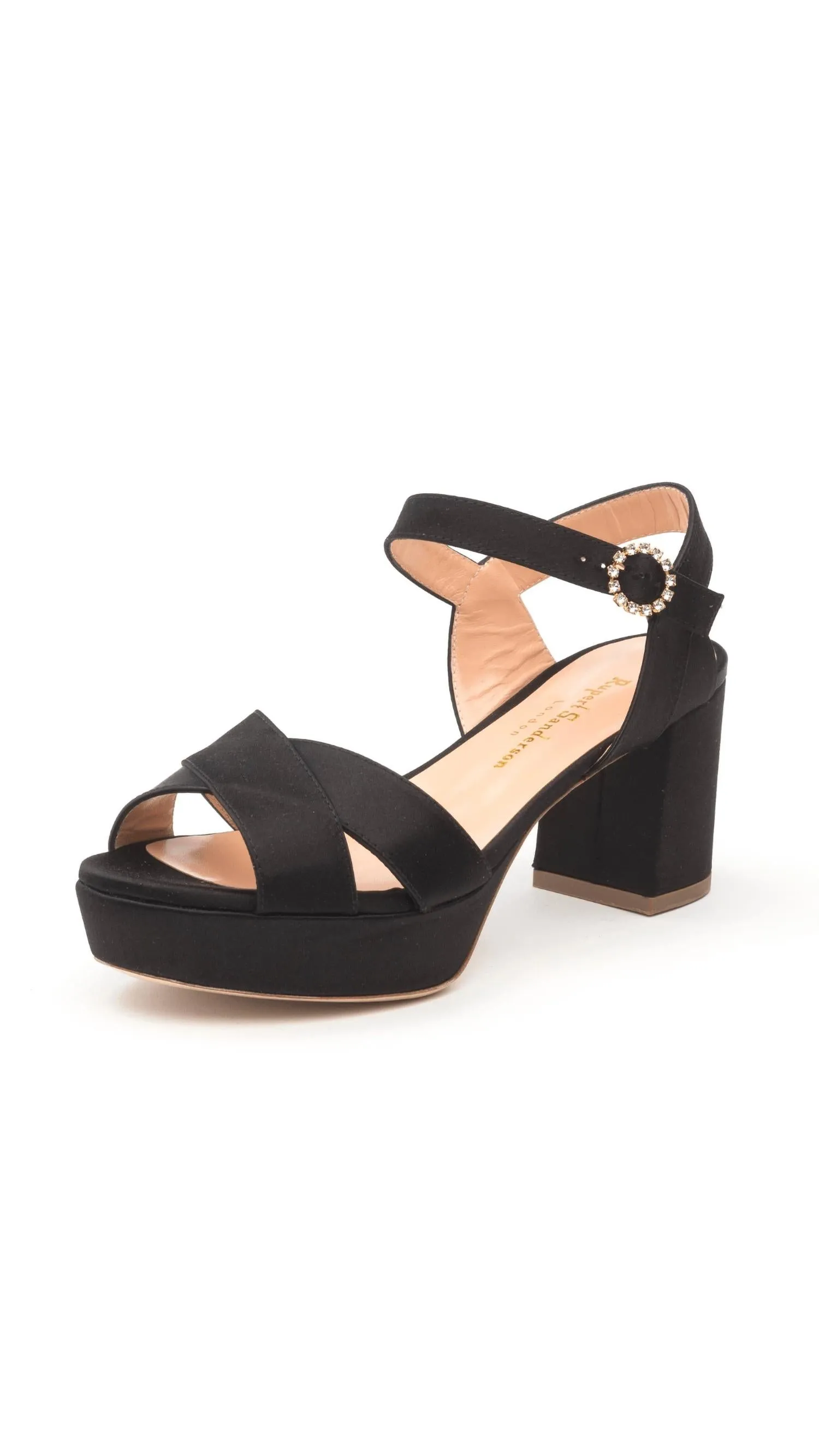 Women's Deidre Fray Crystal Satin Platform In Black Chic Shoes