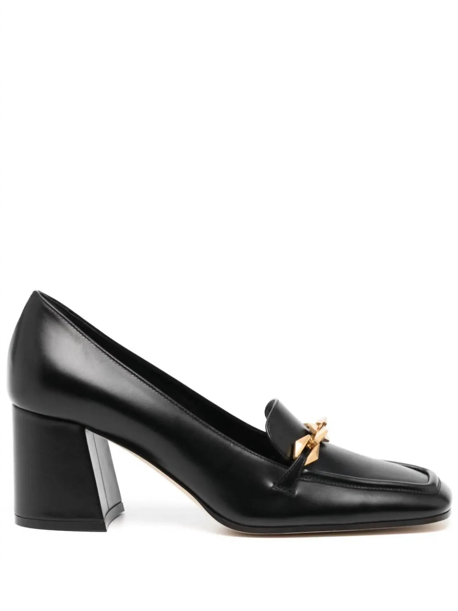 Women's Diamond Tilda Pump With Chain In Black soft look Satin Pumps