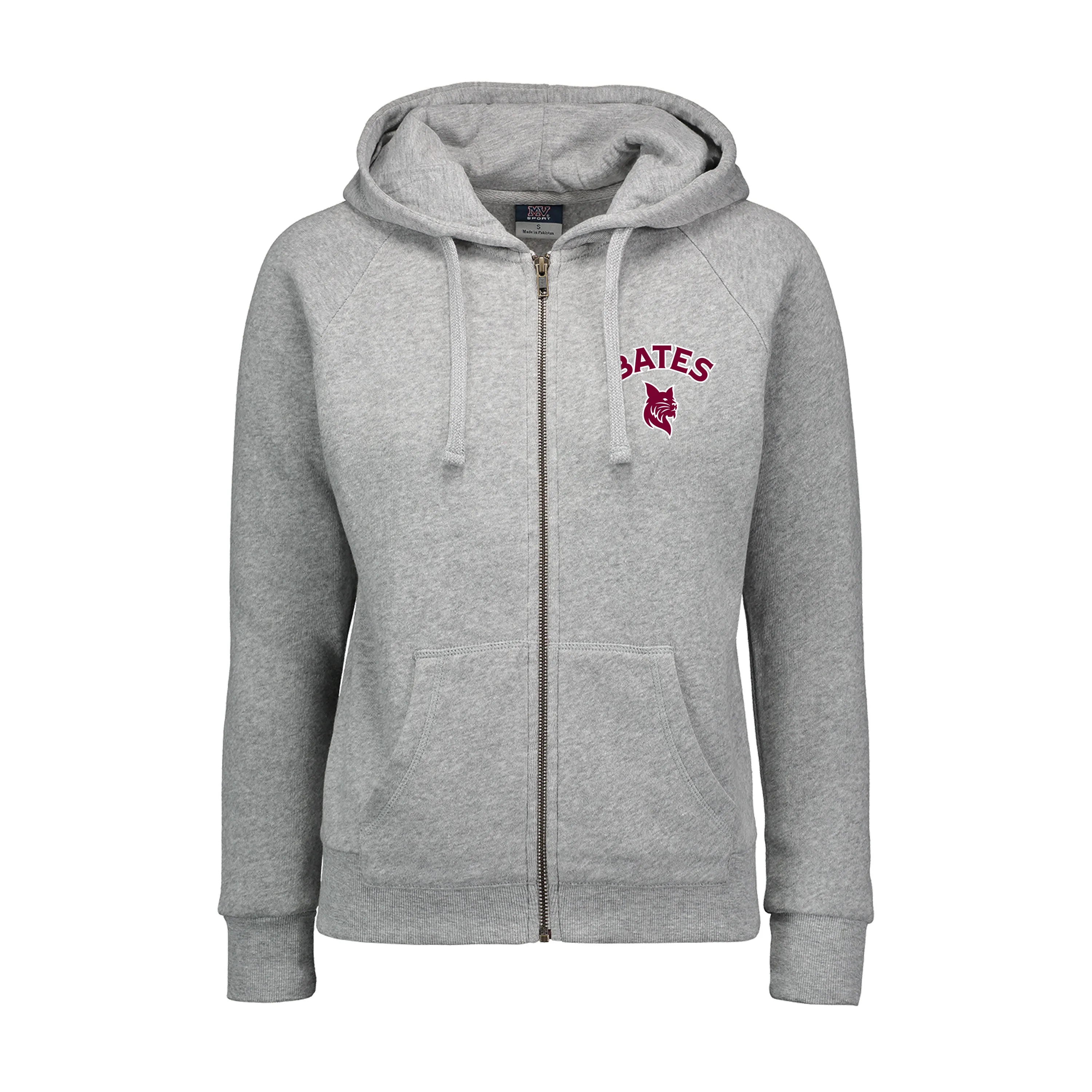 MoistureWicking TaglessCollar Women's Full-Zip Heather Grey Angel Fleece Hoodie Sweatshirt from MV Sport